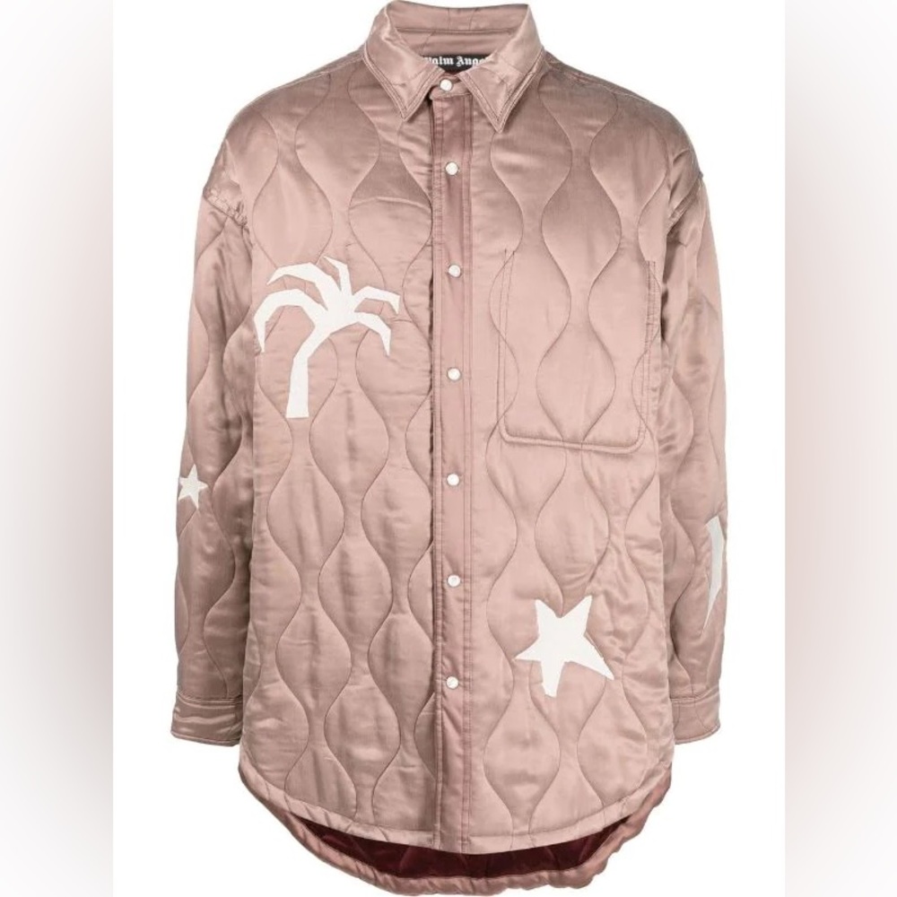 Palm Angels “Life is Palm” Quilted reversable Jacket Dusty Rose NWT. Size L